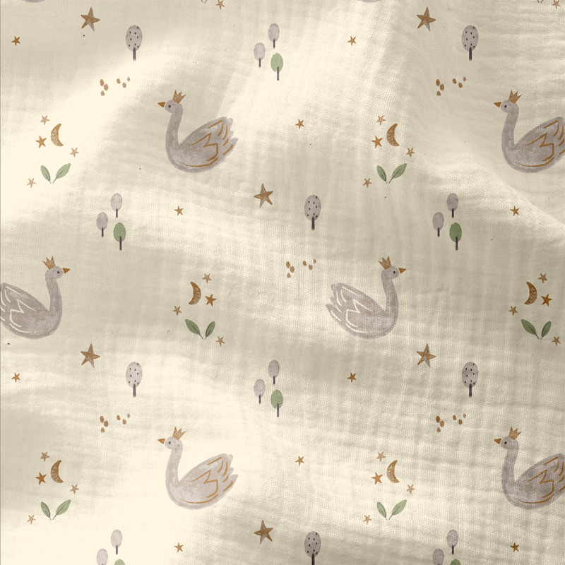 Printed Double Gauze ALBA Ecru / Gray